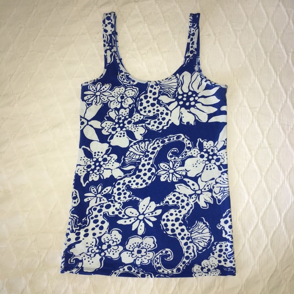 🦋 Lilly Pulitzer Cotton Tank Small Quahog Chowdah - Picture 3 of 5